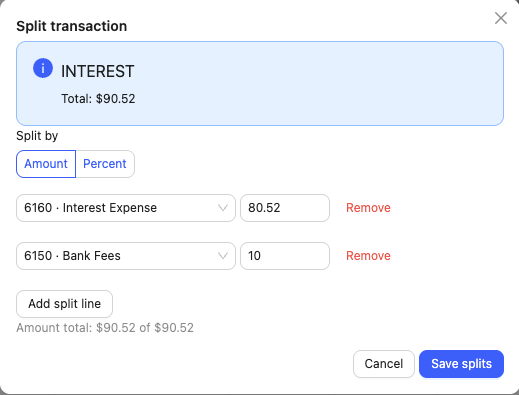 Easily create split transactions for any line items.