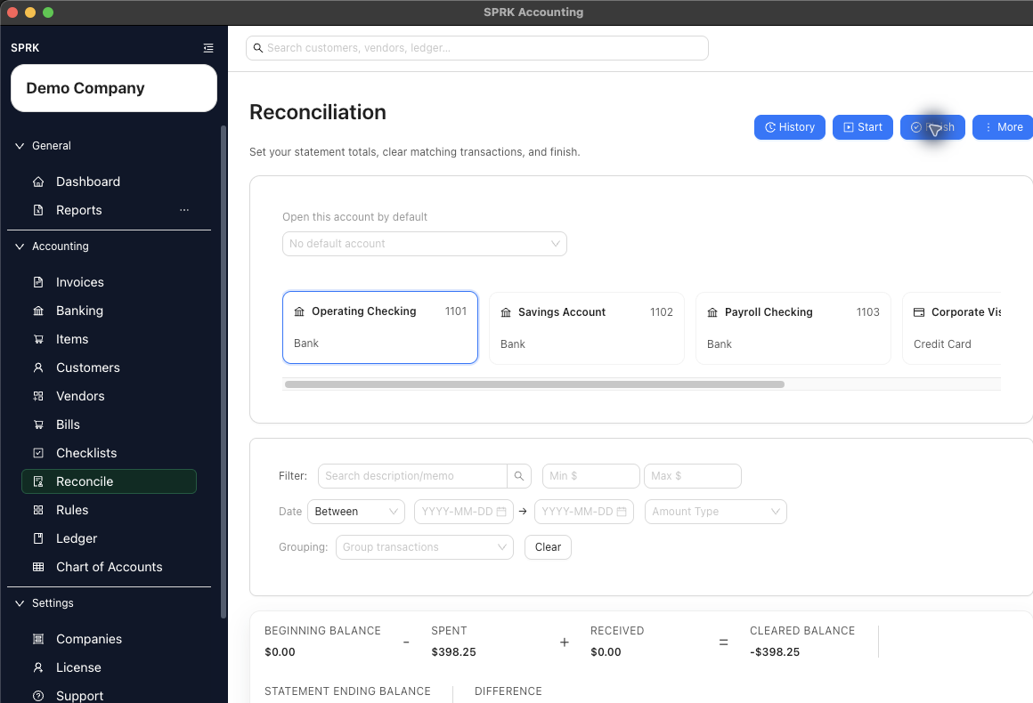 Reconciliation completion confirmation after posting